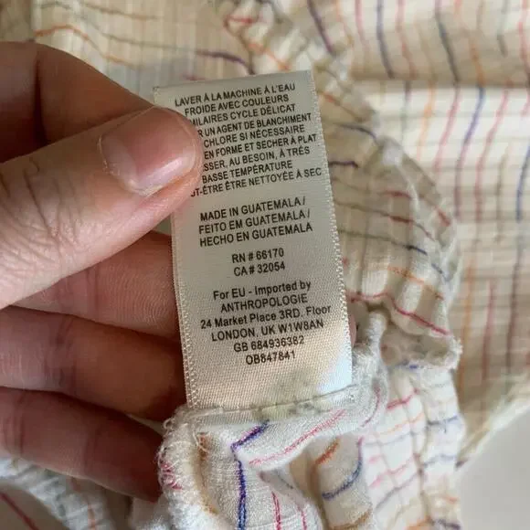 Maeve Shirt Womens XS White Multi Rainbow Stripe Leila Faux Wrap Anthropologie - Picture 11 of 13